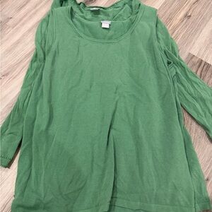 Chico’s Women's Green Scoop Neck Long Sleeve Top & Cardigan Set